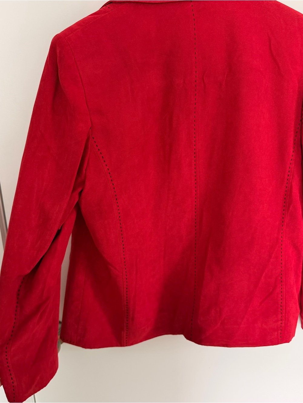 Alfred Dunner Red Suede Button-Front Jacket - Picture 5 of 6